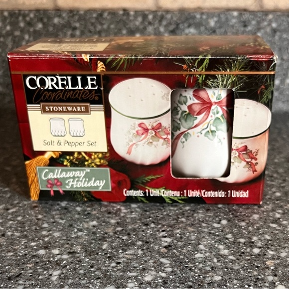 Corelle Callaway Holiday - Salt & Pepper Set - Vintage 1999 - New in Box 🎀 - Picture 6 of 9